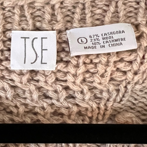 Vintage TSE Women’s Chunky Knit Sweater Cashmere Angora Wool in Tan size Large - Picture 5 of 5
